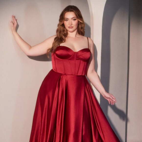 New Bridesmaid A-Line Plus Size Soft Satin Dress w/ Sweetheart Neckline CD337C